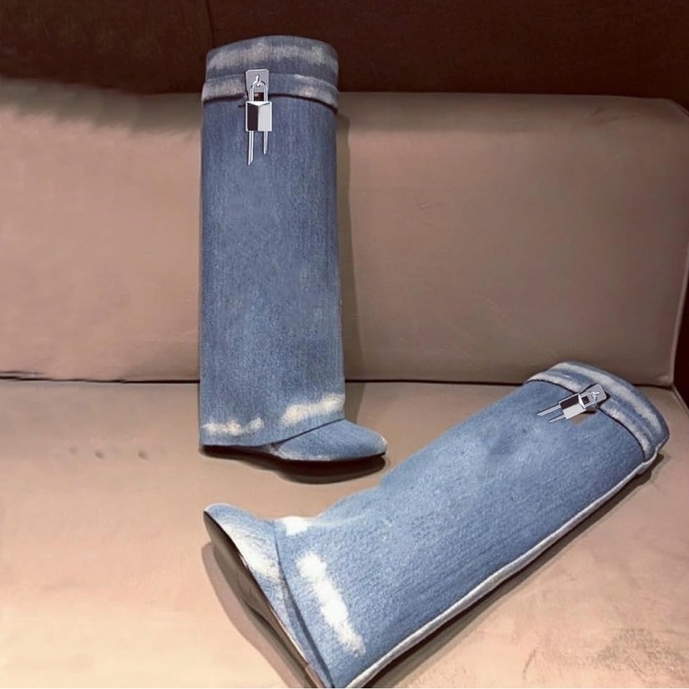 Stylish Blue Heeled Boots for Women